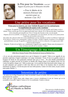 Je prie pour les vocations mars2017 92. - Paroisse Notre