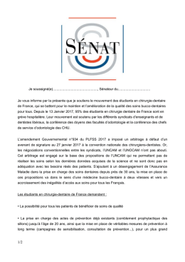 Je soussign&eacute;(e)..............................................., S&eacute;nateur du