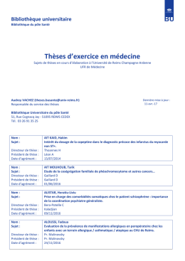 Sujets - Universit&eacute; de Reims Champagne