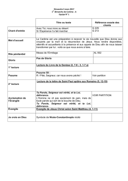Titre ou texte Référence exacte des chants Chant d
