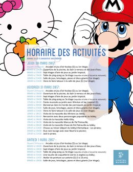 Activités du 30 mars au 2 avril