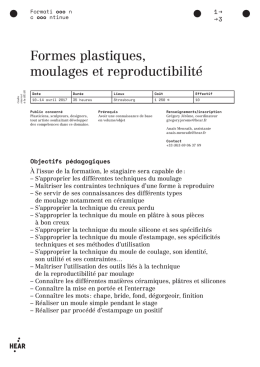 Formes plastiques, moulages et reproductibilit&eacute;