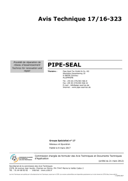 Avis Technique 17/16-323 PIPE-SEAL