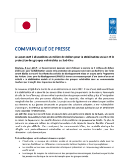 COMMUNIQU&Eacute; DE PRESSE
