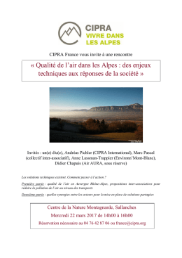 « Qualité de l`air dans les Alpes : des enjeux techniques aux