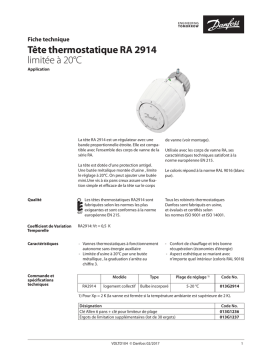 Tête thermostatique RA 2914 limitée à 20°C