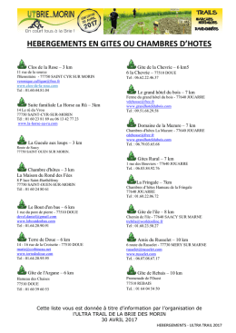 Liste des hébergements - trail de la brie des morin