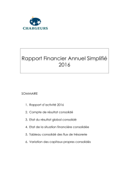 Rapport Financier Annuel Simplifié 2016