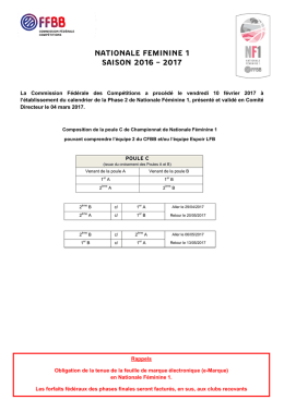 nationale feminine 1 saison 2016 – 2017