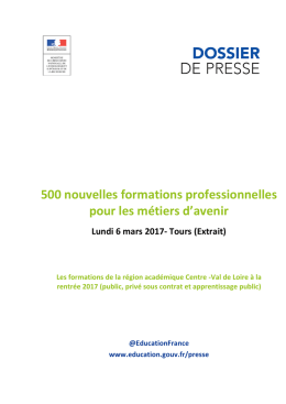 500 nouvelles formations professionnelles pour les m&eacute;tiers d`avenir