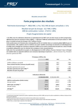 Document Les r&eacute;sultats 2016 de Frey