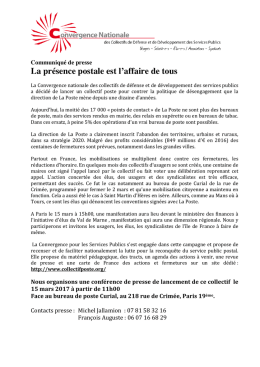 Communiqu&eacute; de presse collectif poste