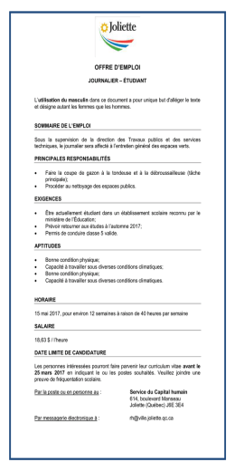 Journalier/Travaux publics et services techniques