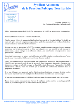 Courrier aux candidat à l`élection Présidentielle