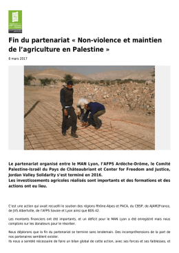 Fin du partenariat &laquo; Non-violence et maintien de l`agriculture en