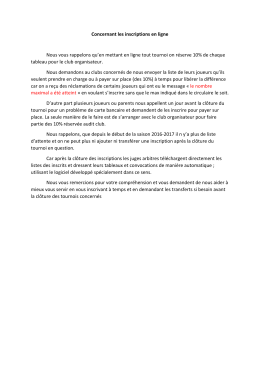 Concernant les inscriptions en ligne