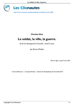 Le soldat, la ville, la guerre.
