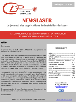 NEWSLASER 50 - Club Laser et Proc&eacute;d&eacute;s