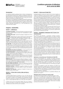 Conditions générales d`utilisation de la carte de débit