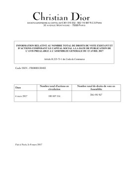 Nombre total de droits de vote et d`actions composant