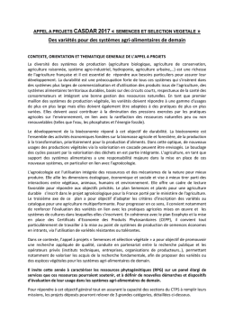 Texte appel à projets CASDAR