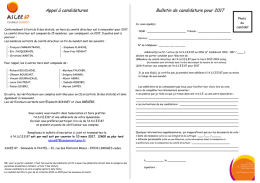 Appel à candidatures Bulletin de candidature pour 2017