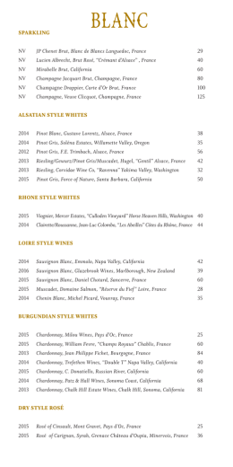 Wine Menu - Cafe Grace