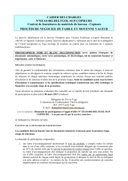 01 - Note de publication CAHIER DES CHARGES