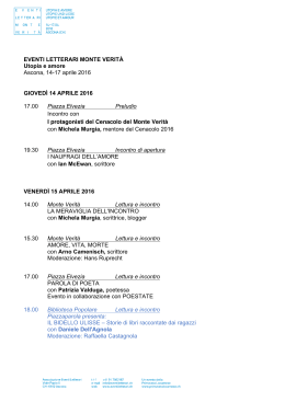 - Eventi letterari Monte Verità