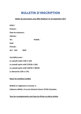 Bulletin d\`inscription B Hickling