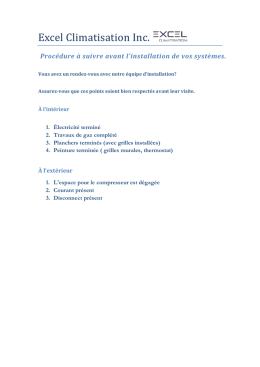 Procédure à suivre avant install