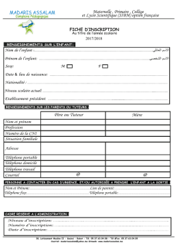 Fiche d`inscription