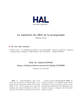 La régulation des effets de la pornographie - Hal-SHS