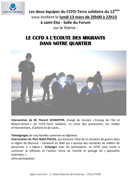 LE CCFD A L`ECOUTE DES MIGRANTS DANS NOTRE QUARTIER