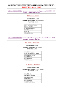 SAMEDI 25 Mars 2017