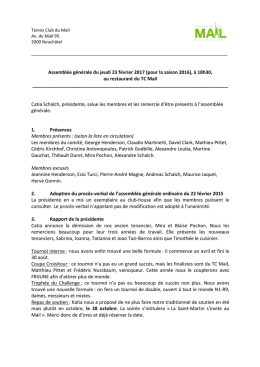 Assembl&eacute;e g&eacute;n&eacute;rale du jeudi 23 f&eacute;vrier 2017