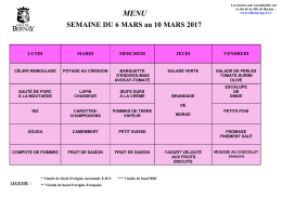 Menus du 6 au 31 mars 2017