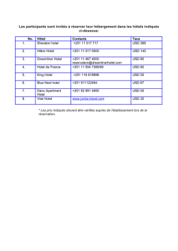 Les participants sont invités à réserver leur hébergement dans les