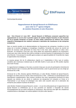 Rapprochement de Spread Research et d`EthiFinance pour cr&eacute;er la