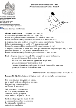 Samedi 4 et dimanche 5 février 2017 - Paroisse Saint Pierre