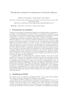 Planification optimisée de maintenances d`aéronefs
