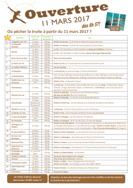 calendrier des lâchers de truites 2017 en Vendée