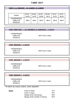 TARIF 2017