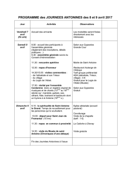 Le programme des Journ&eacute;es antonines