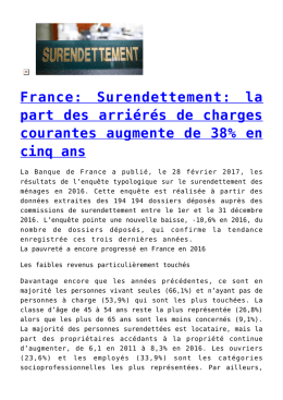 France: Surendettement: la part des arri&eacute;r&eacute;s de charges courantes