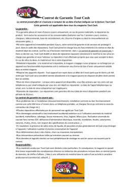 Contrat de Garantie Tout Cash