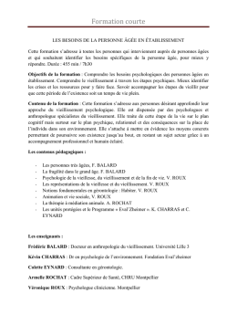 Les Besoins de la personne âgée en établissement. 7h30