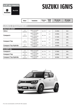 Liste de Prix - Suzuki Automobile Schweiz AG