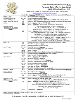 Feuille d`informations paroissiales 162 du 5 au 12 mars 2017