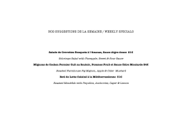 Suggestions de la semaine